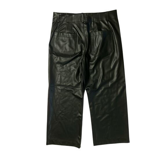 Women 32 Anthropologie Maeve The Colette Black Faux Leather Wide Leg Crop Pants - Picture 4 of 6